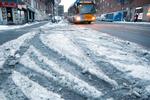 Også i Brønshøj kom bussen planmæssigt frem trods aftenens snevejr.
 