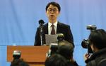 Talsmand for anklagemyndigheden, Lee Kyu-chul, ses her ved en pressekonference, hvor han fortæller om anklagen mod Lee Jae-Yong. 