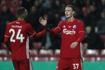 FC Københavns Julian Kristoffersen lykønskes af Youssef Toutouh med sin 1-0-scoring, der var med til at skabe lidt ro for storfavoritten mod B.93 i Parken onsdag aften. 