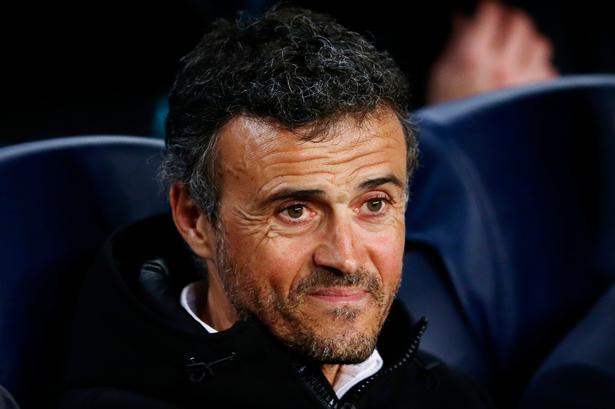 Barcelonas træner, Luis Enrique, inden kampen gik i gang. 