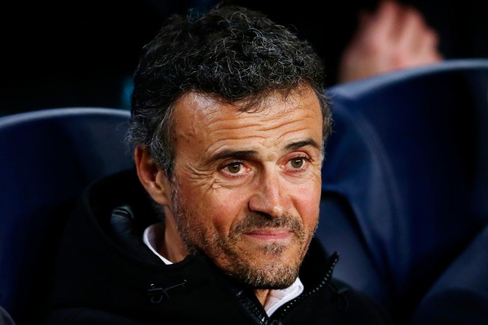Barcelonas træner, Luis Enrique, inden kampen gik i gang. 