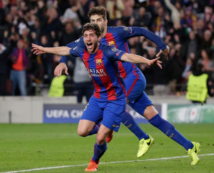 Barcelona's Sergi Roberto scorede Barcelonas sjette og afgørende mål laaangt inde i overtiden.  