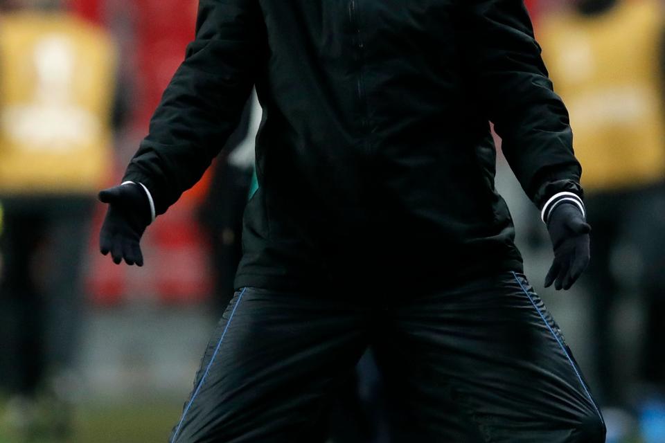 Europa League 1/8-finale i Parken: FCK - Ajax. FCKs Cheftræner Ståle Solbakken. 