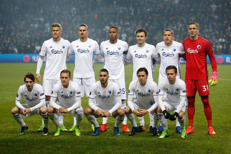 Europa League 1/8-finale i Parken: FCK - Ajax. FCKs mandskab inden kampen.
Bagerst: Andreas Cornelius, Erik Johansson, Mathias 'Zanka' Jørgensen, William Kvist, Federico Santander og Robin Olsen.
Forrest: Rasmus Falk, Ludwig Augustinsson, Youssef Toutouh, Uros Matic og Peter Ankersen. 