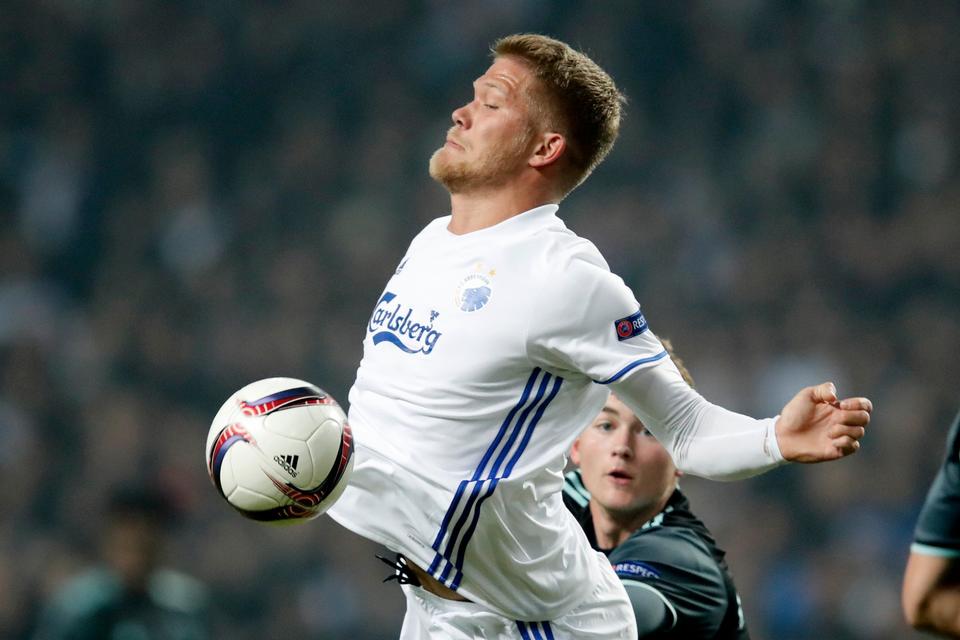 Europa League 1/8-finale i Parken: FCK - Ajax. FCKs Andreas Cornelius. 