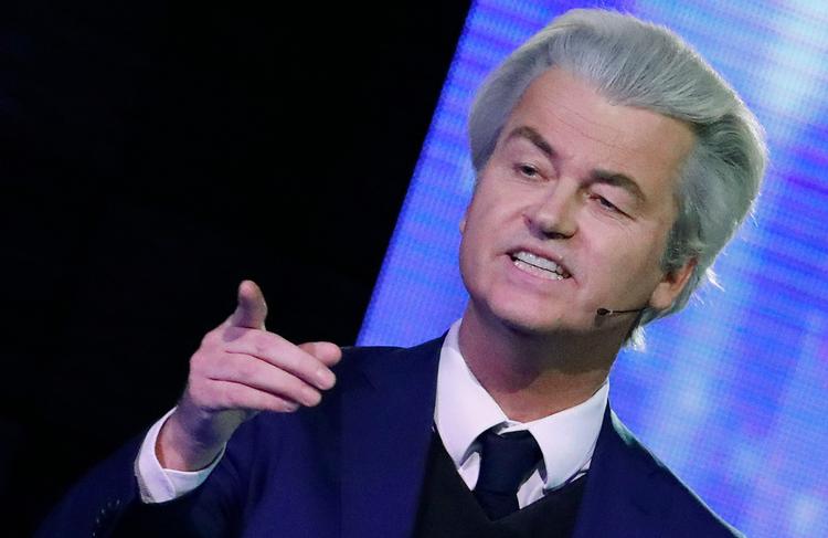 Den hollandske højrenationalist Geert Wilders under den hollandske valgkamp i 2017. Foto: Yves Herman POOL via AP 