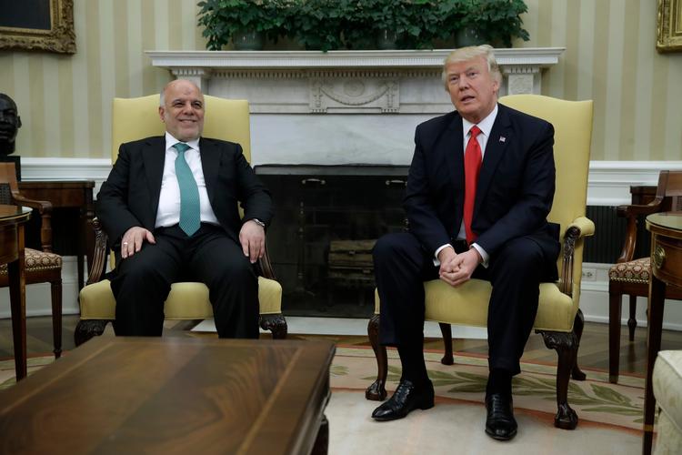 Iraks premierminister, Haider al-Abadi, og amerikanernes præsident, Donald Trump., 