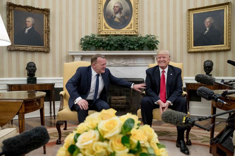 Præsident Donald Trump og statsminister Lars Løkke i Det Ovale Værelse. 
