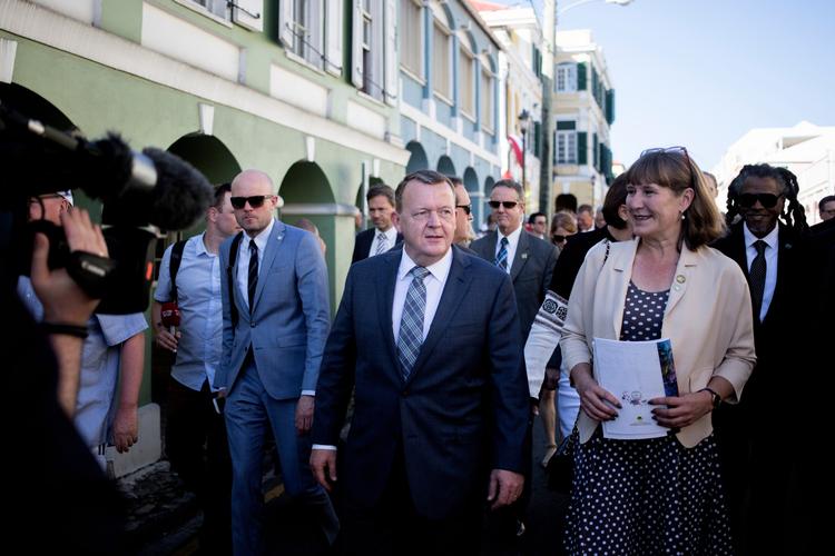 Lars Løkke med sin kone til ceremonien på St. Croix.  