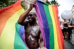 Regnbueflaget luftes ofte i forbindelse med demonstrationer for LGBT-rettigheder. Billedet her stammer fra Copenhagen Pride 2015. 