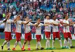 Efter en skadespause var Yussuf Poulsen (yderst til højre) atter med hos RB Leipzig. 