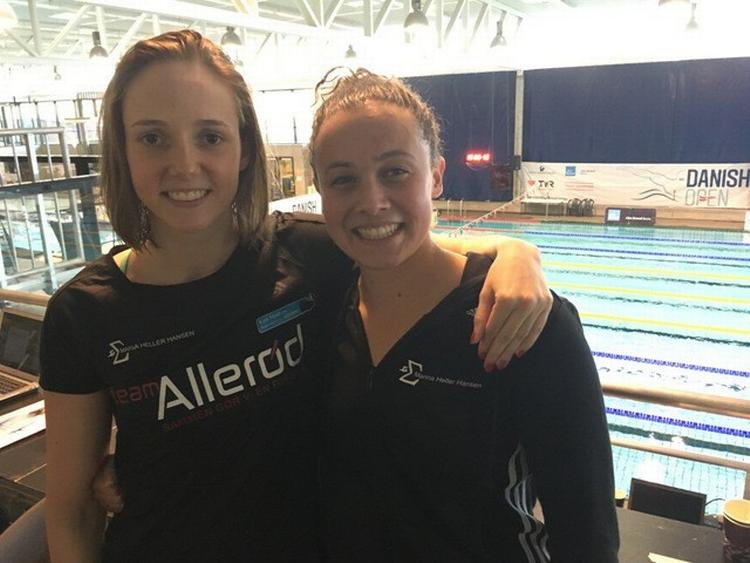Det danske VM-hold i svømning blev i dag suppleret med holdkammeraterne Marina Heller Hansen (tv.) og Anina Nicole Lund. 