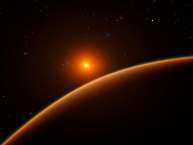 Illustrationen her viser exoplaneten LHS 1140b, som en tegner forestiller sig den. Planeten kredser om en rød dværgstjerne 40 lysår fra Jorden, og den er nok for tiden den bedste kandidat til titlen 'det bedste sted at søge efter liv som vi kender det, udenfor Solsystemet'.  
