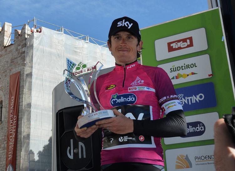 Geraint Thomas hyldet som samlet vinder af Tour of the Alps to uger før starten på Giro d'Italia. 