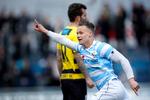  FC Helsingørs André Riel jubler søndag efter en scoring, og det gjorde han tre gange, mens Hobro så på. 