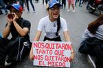 Vrede demonstranter på gaden i Caracas. 