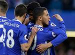 Diego Costa (skjult i midten bag Eden Hazard) leverede både mål og asisst i sejren mod Southampton 