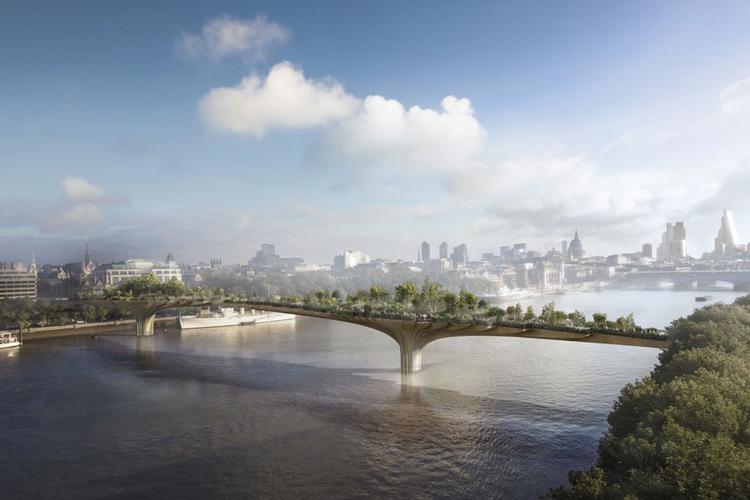 Den var næsten for smuk til at være sand. Og Londons grønne bypark over Themsen bliver da heller ikke til noget, da både finanseriering og opbakning smuldrer. Illustration Arup