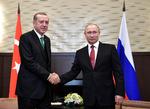 Ruslands præsident  Vladimir Putin og hans tyrkiske kollega Recep Tayyip Erdogan. 