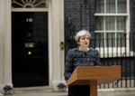 Theresa May på  pressemødet foran Downing Street 10 onsdag eftermiddag. 