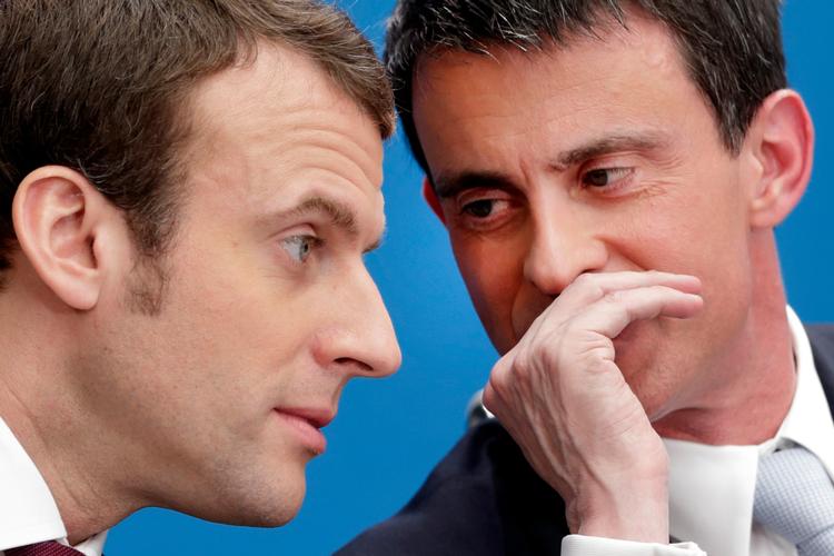 Manuel Valls (til højre) er atter allieret med Emmanuel Macron. 