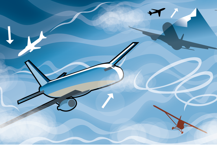 I kraftigt uvejr kan der opstå turbulens af en type, der kan skubbe et fly 600-700 meter op eller ned. Grafik: Claus Nørregaard 