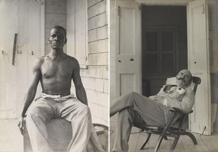 Alfred Paludan-Müllers billede af den unavngivne mand på trækassen er et portræt af »den stærke krop«, siger Mette Kia Krabbe Meyer fra Det Kgl. Bibliotek. »Paludan-Müller virker tilfreds med at blive fotograferet på portrættet«, siger hun om billedet af apotekeren. Han er fint klædt på og sidder afslappet i stolen. Paludan-Müller troede på, at den hvide mand var »Aanden og Negeren Haanden«, skrev han i 1916.  