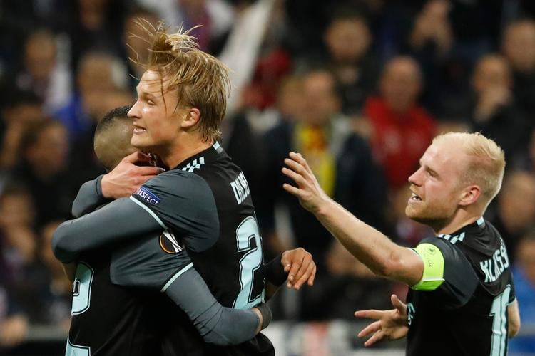 Selv om Ajax var foran 5-1 samlet efter Kasper Dolbergs scoring, var det tæt på at ende galt mod Lyon. 