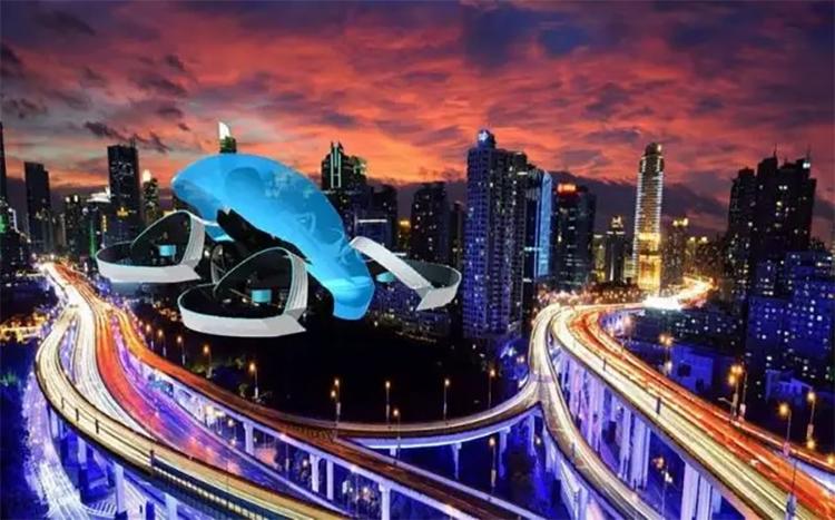 Sådan forestiller Cartivator sig, at deres flyvende bil-drone kommer til at glide i luften over Tokyo. Projektet er bl.a. finansieret af Toyota. 