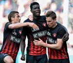 Frontløber Paul Onuachu scorede til 3-2 for FC Midtjylland onsdag aften mod FC København i Herning. Og blev matchvinder. 