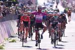 For fjerde og sidste gang er Fernando Gaviria først over målstregen i årets Giro d'Italia og skal nu føre pointtrøjen sikkert til Milano. Foto: La Presse - D'Alberto/Ferrari/Paolone/Spada. 