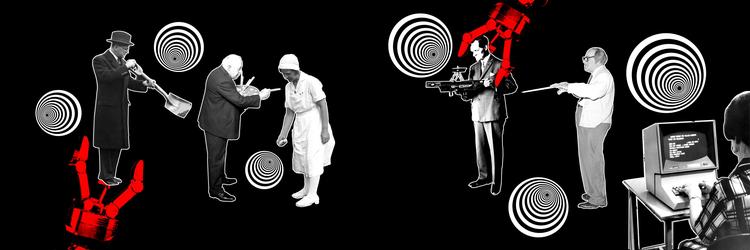 Illustration og kollage: Rasmus Vendrup. Originalfotos: Finn Frandsen, Tage Christensen, Gunnar Zelius Madsen, Polfoto, AP 
