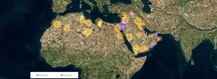 Screenshot af den nye database, EAMENA med mere end 20.000 arkæologiske steder, der risikerer at forsvinde.  