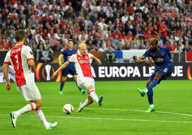 Efter 17 minutter og 17 sekunder scorede Paul Pogba til 1-0 for Manchester United mod Ajax. 