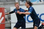 Helsingør var foran 1-0 på et mål af Tobias Christensen (tv.), men der skulle forlænget spilletid til for at sikre oprykningen. 