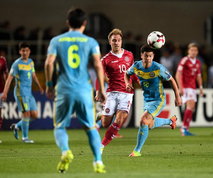 Christian Eriksen scorede én gang, da Danmark vandt 3-1 på udebane over Kasahkstan i juni 