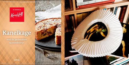 En god dag for kirken (præstekrave til højre) og en dårlig dag for Bisca (kanelkage fra Karen Volf til venstre). 