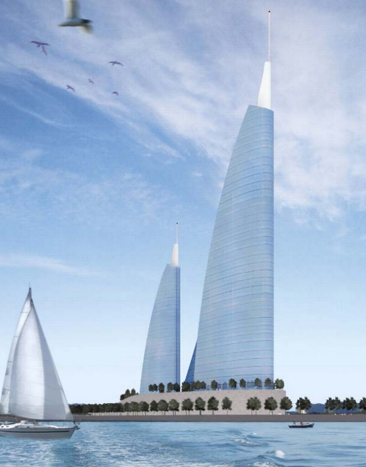 To højhus-projekter kæmper om det samme område i Københavns Nordhavn. Her ses en visualisering af Great Northern-projektet.  