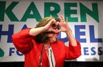 Karen Handel efter at sejren kom i hus.  