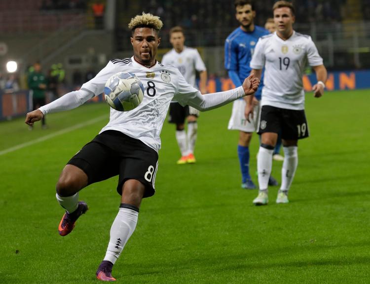 Serge Gnabry - her i aktion for Tysklands A-landshold mod San Marino - er en af de største profiler på tyskernes U21-mandskab ved EM i Polen. 