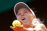 Caroline Wozniacki havde lidt svært ved at få lukket kampen mod japansk outsider. 