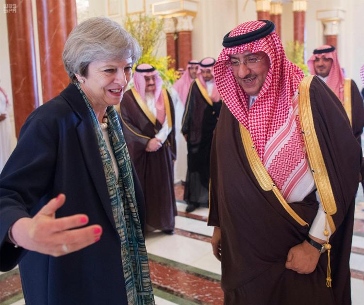 Theresa May under et diplomatisk besøg i Saudi-Arabien i april. 
Arkivfoto. 
