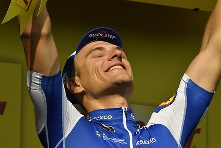 Marcel Kittel kandiderer til endnu en triumf på dagens etape til Nuits-Saint-Georges. Foto: ASO/Bruno Bade. 