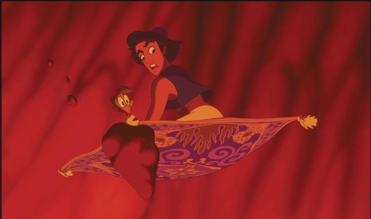 »Det er sødt af Disney at lade, som om de leder efter en brun Aladdin, inden de uundgåeligt ender med at sætte Ryan Gosling til det«, lyder en af kommentarerne på Twitter. Tegning: PR, Disney Studios - fra filmen (1992)