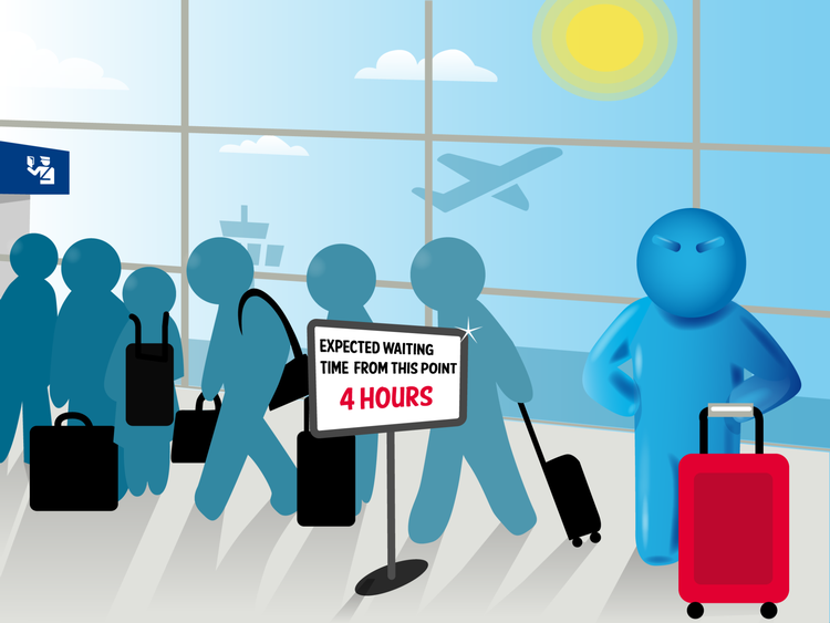 Skærpet paskontrol kan give længere ventetid i lufthavnen.  Illustration Airlines for Europe