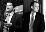 Tvekamp i Det Hvide Hus. Trumps nye toprådgiver Anthony Scaramucci (tv) gik til pressen med usædvanligt hårde ord om stabschefen i Det Hvide Hus Reince Priebus (tv). USA-ekspert mindes ikke at have hørt noget lignende nogensinde. Ikke i virkelighedens verden. 