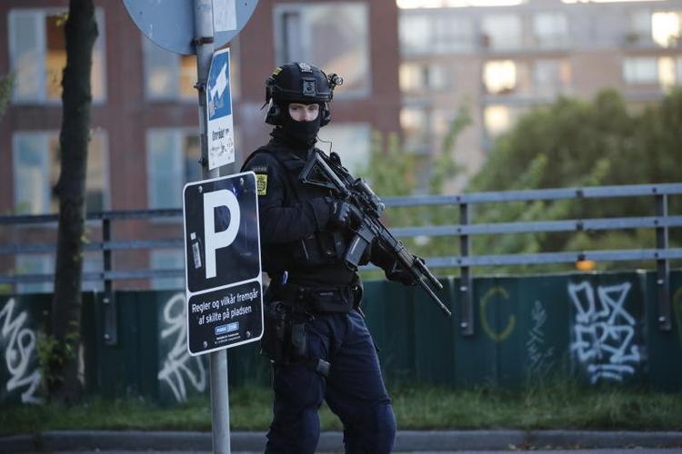 Politiet er mødt op i Mjølnerparken. Foto: Jens Dresling 