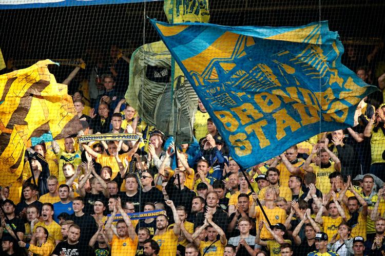Brøndby-fans på hjemmebane ved Europa League-kampen mod Hajduk Split i torsdags.  