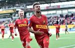 Emiliano Marcondes har scoret til 3-2 mod AaB, og det blev slutstillingen i Farum, hvilket sendt FC Nordsjælland til tops.
   