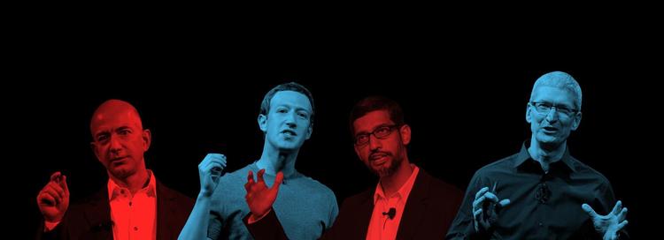 Mark Zuckerberg fra Facebook, Sundar Pichai fra Google og Tim Cook fra Apple preser de danske medier. Kollage Lise Mogensen (originalfoto: AP)